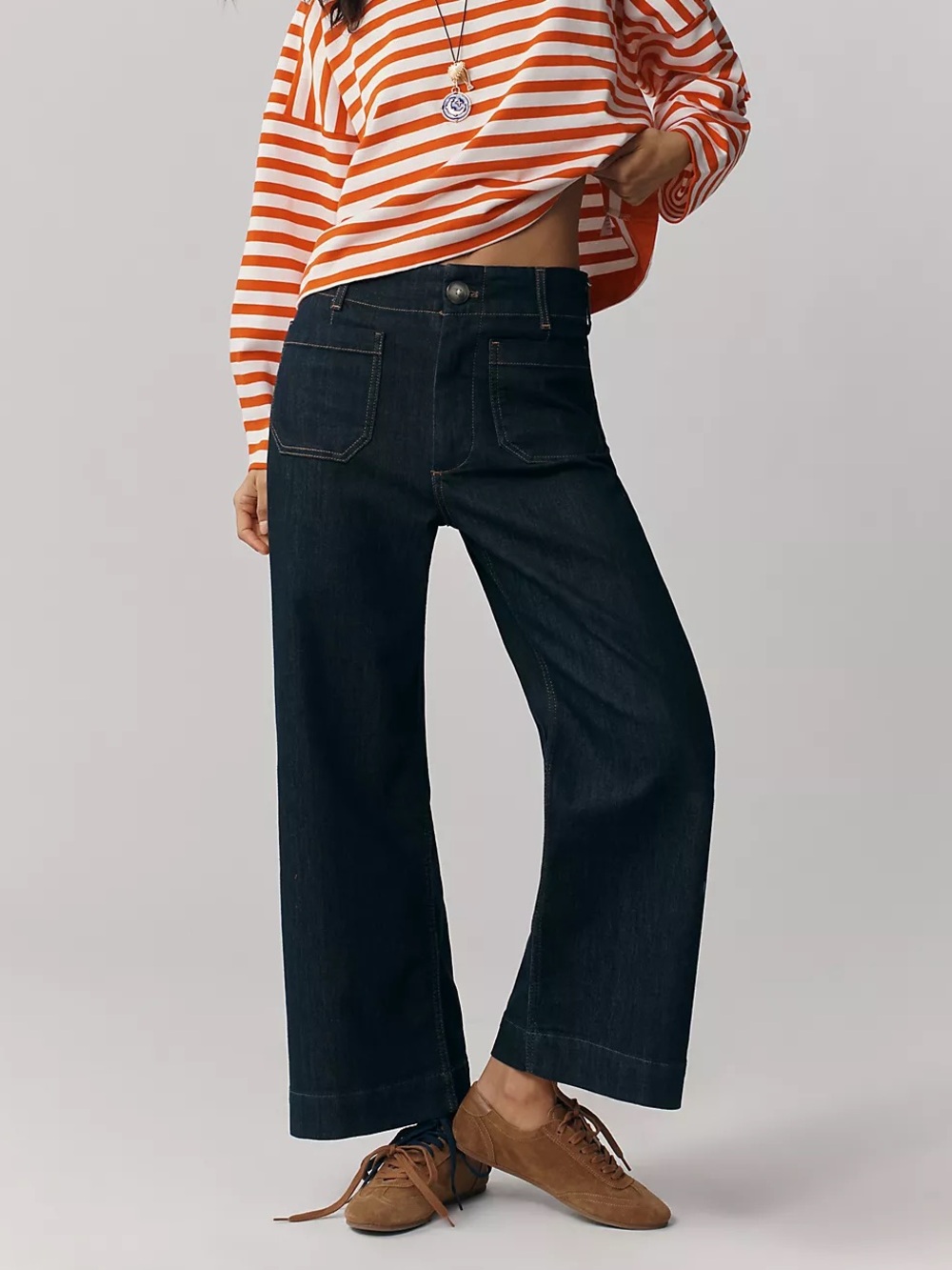 Anthropologie Maeve Colette High-Rise Wide-Leg Cropped Jeans